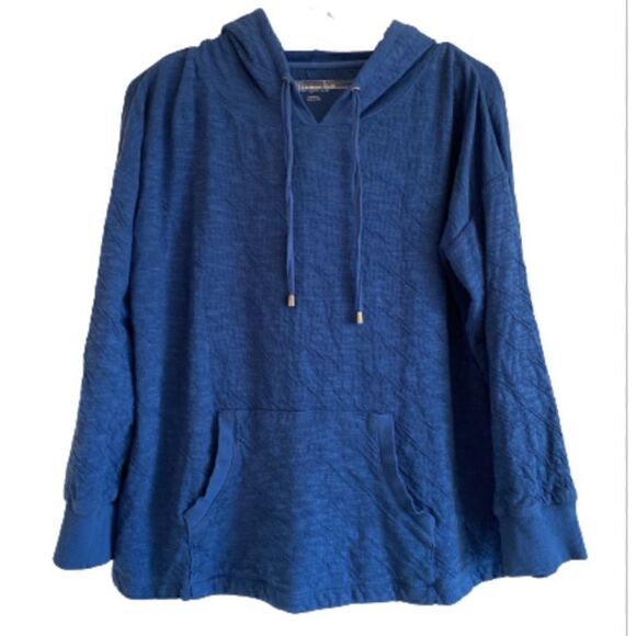 Soft Surroundings Blue Hooded Pullover Top Size Medium - Picture 1 of 10